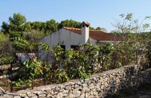 a stone wall in front of a house at Apartments with a parking space Rogac, Solta - 5165 in Grohote