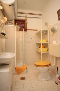 a bathroom with a toilet with a shower and a sink at Apartments with a parking space Rukavac, Vis - 8864 in Rukavac