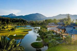 an aerial view of a resort with a river at Summer time villa in Trat