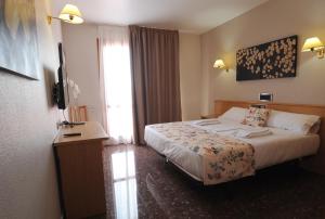 a hotel room with a bed and a window at HOTEL MARIA ROSA in Pedrola