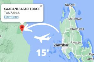 a map of sarajevo and a plane at Saadani Safari Lodge in Saadani
