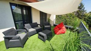 Posezení v ubytování Sun terrace mini penthouse Bestern