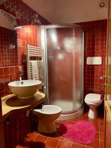 a bathroom with a shower and a sink and a toilet at B&B Santa Caterina in Acquaviva Picena