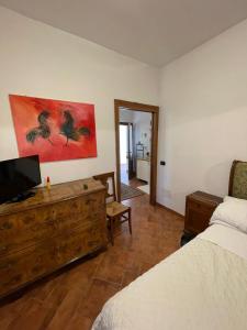 a bedroom with a bed and a television on a dresser at Agriturismo Corte Del Brenta in Oriago Di Mira