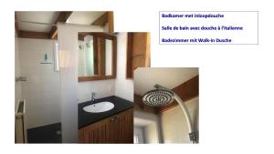 a bathroom with a sink and a mirror at vakantiehuis 48 in Wenduine +3 photos