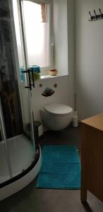 e bagno con doccia, vasca e servizi igienici. di Appartement au pied du port de St Quay Portrieux a Saint-Quay-Portrieux