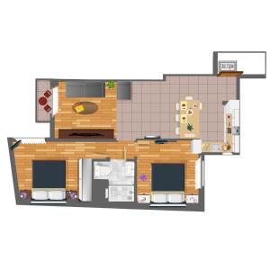 a floor plan of a kitchen and living room at Blue Ark Comfort near Acropolis in Athens