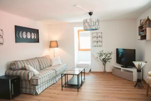 a living room with a couch and a tv at Apartment Hainfeld in Hainfeld