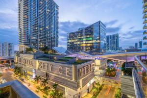 an overhead view of a city with tall buildings at Suites at SLS Lux Brickell managed by CE in Miami