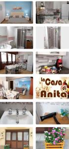 un collage de photos d'une cuisine et d'un salon dans l'établissement La casa di Anita nel cuore di Segesta, à Calatafimi-Segesta