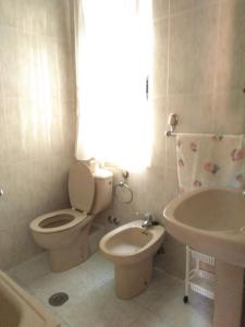 uma casa de banho com um WC e um lavatório em Apartamento economico a 100m de la playa ESTANCIA MINIMA 4 NOCHES em Póvoa do Caraminhal