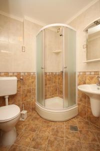 a bathroom with a shower and a toilet and a sink at Apartments by the sea Brela, Makarska - 6686 in Brela