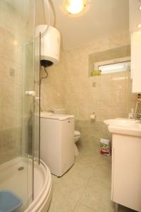 a bathroom with a shower and a toilet and a sink at Holiday house Lastovo - 8289 in Lastovo