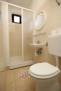 een badkamer met toilet, wastafel en douche bij Apartments by the sea Zaklopatica, Lastovo - 8340 in Lastovo +26 foto's