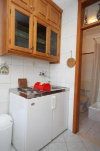 a small kitchen with a sink and a toilet at Apartments by the sea Zaklopatica, Lastovo - 8346 in Lastovo