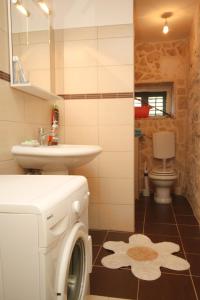 a bathroom with a washing machine and a sink at Seaside holiday house Lucica, Lastovo - 8348 in Lastovo