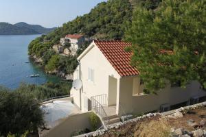 a house on a hill next to a body of water at Apartments by the sea Ubli, Lastovo - 8355 in Ubli