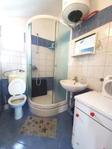 a bathroom with a shower and a toilet and a sink at Apartments with a parking space Sali, Dugi otok - 8181 in Sali
