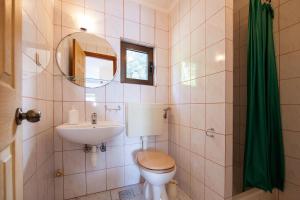 ein Badezimmer mit einem WC, einem Waschbecken und einem Spiegel in der Unterkunft Apartments and rooms by the sea Zaklopatica, Lastovo - 8339 in Lastovo