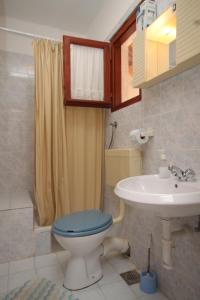 La salle de bains est pourvue de toilettes et d'un lavabo. dans l'établissement Apartments and rooms by the sea Mrljane, Pasman - 8464, à Neviđane
