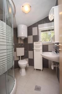a bathroom with a toilet and a sink at Apartments by the sea Basina, Hvar - 8754 in Vrbanj +33 photos
