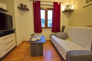 ein Wohnzimmer mit einem Sofa und einem Tisch in der Unterkunft Apartments with a parking space Jelsa, Hvar - 8713 in Jelsa