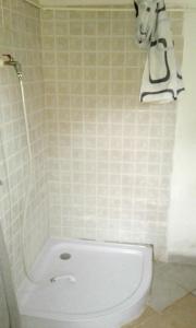a white toilet in a bathroom with a tiled wall at Seaside secluded apartments Cove Krsovica - Telascica, Dugi otok - 11001 in Sali
