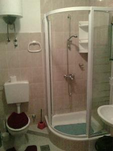 W łazience znajduje się prysznic, toaleta i umywalka. w obiekcie Apartments with a parking space Kastel Stafilic, Kastela - 11022 w mieście Kaštela