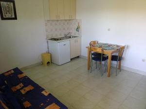 a kitchen with a sink and a table and chairs at Apartments by the sea Hodilje, Peljesac - 11189 in Ston