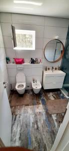 a bathroom with a toilet and a sink and a mirror at Vila Casa di mare Jelsa, otok Hvar in Jelsa