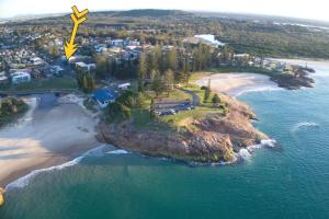 an aerial view of an island in the ocean at Paragon Apartment 6 - Bring your own linen. in South West Rocks