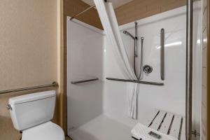a bathroom with a toilet and a shower at Best Western Bonnyville Inn & Suites in Bonnyville +37 photos
