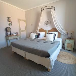a bedroom with a large bed with a canopy at Entre Bastide et Cité et son rooftop in Carcassonne