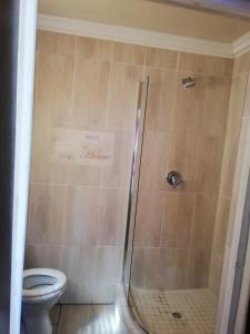 łazienka z prysznicem i toaletą w obiekcie Nonesi Lodge w mieście Queenstown