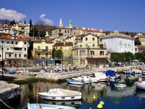 a group of boats are docked in a harbor at Apartments Villa Dinka in Opatija