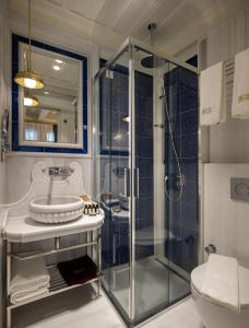a bathroom with a shower and a sink and a toilet at Hotel Turkish House in Istanbul