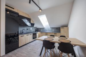 Kuchyň nebo kuchyňský kout v ubytování Apartmány Na Lánech