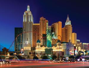 Nespecifikovaný výhled na destinaci Las Vegas nebo výhled na město při pohledu z rezortu