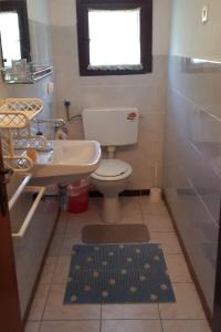 a bathroom with a white toilet and a sink at Apartments by the sea Prvic Luka, Prvic - 13845 in Prvić Luka