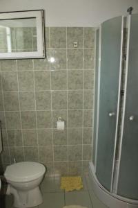 a bathroom with a toilet and a shower at Apartments by the sea Zlarin - 14025 in Zlarin
