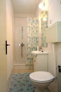 W łazience znajduje się toaleta, umywalka i prysznic. w obiekcie Apartments with a parking space Jelsa, Hvar - 8698 w mieście Jelsa
