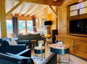 TV a/nebo společenská místnost v ubytování Le Paret chambres d'hôtes de charme & spa