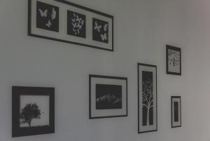 un muro con fotos de plantas y animales en él en Dumfries Apartment en Dumfries