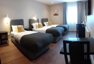 Habitación de hotel con 2 camas y sofá en Kilfane Country Lodge en Kilkenny