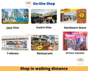 a collage of pictures of different stores at Pacific Home Petaling Jaya by Seven Sins in Petaling Jaya