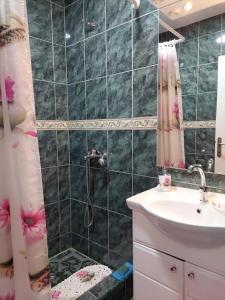 y baño con ducha y lavamanos. en Apartman Amelaa en Kulen Vakuf