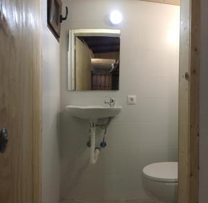 a bathroom with a sink and a toilet at Ak-55 Rural House in Villaviciosa