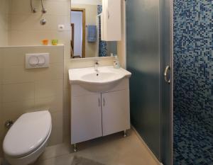 a bathroom with a toilet and a sink and a shower at Apartments by the sea Razanj, Rogoznica - 14357 in Rogoznica +16 photos