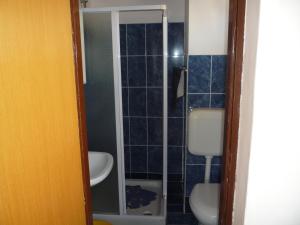 a bathroom with a toilet and a sink and a mirror at Apartments with a parking space Savar, Dugi otok - 14373 in Savar