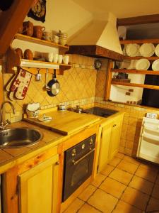 uma cozinha com um lavatório e um fogão em Apartments with a parking space Lokve, Gorski kotar - 14469 em Lokve